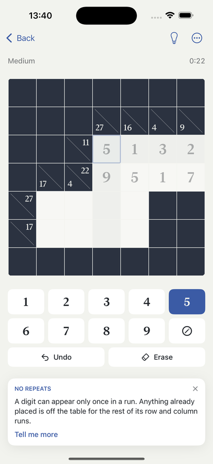 A hint naming the No Repeats technique