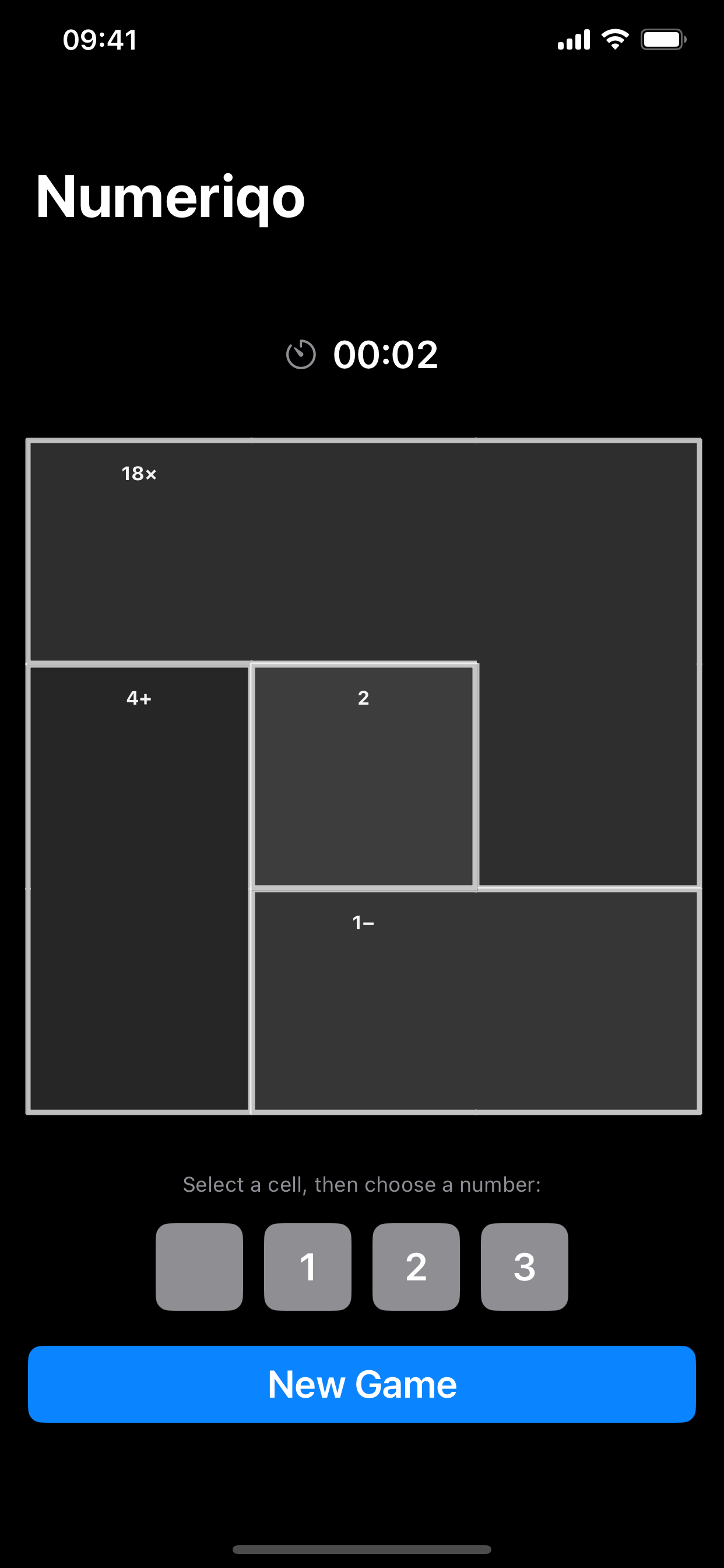Dark mode - 3x3 gameplay